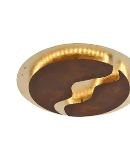 Designová stropní svítidla PAUL NEUHAUS LED stropní svítidlo, imitace plátkového zlata a rzi, rustikální SimplyDim 3000K PN 6983-48