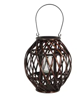 Zahradní lampy Hnědá závěsná dřevěná lucerna Eudo - Ø 26*30 cm Clayre & Eef 6RO0491