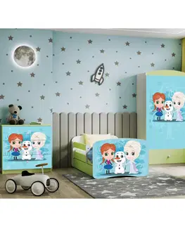 Dětské postýlky Kocot kids Dětská postel Babydreams Ledové království zelená, varianta 80x160, se šuplíky, bez matrace