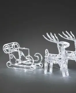 Venkovní dekorace Exihand Sáně s jeleny 6192-203, 84+12 flash bílých LED, 42 x 70 cm 6192203