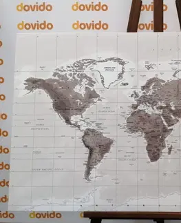 Obrazy mapy Obraz nádherná černobílá mapa světa