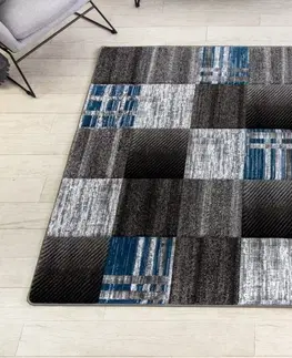 Koberce a koberečky Dywany Lusczow Kusový koberec ALTER Siena čtverce/mřížka modrý, velikost 160x220