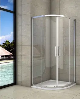 Sprchové vaničky H K Čtvrtkruhový sprchový kout SYMPHONY S4 80x80 cm s dvoudílnými posuvnými dveřmi včetně sprchové vaničky z litého mramoru
