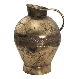 Dekorativní vázy Zlatý antik kovový dekorační džbán Valeno - 27*23*34 cm Clayre & Eef 6Y4520