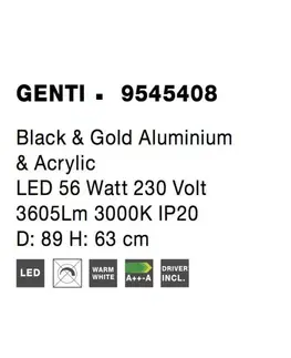 Designová závěsná svítidla NOVA LUCE závěsné svítidlo GENTI černý a zlatý hliník a akryl LED 56W 230V 3000K IP20 9545408