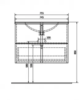 Koupelnový nábytek SAPHO MITRA umyvadlová skříňka s umyvadlem 150x55x46 cm, bordó 2XMT0731601-150