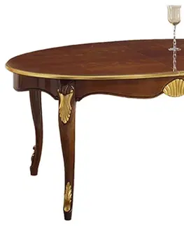 Designové a luxusní jídelní stoly Estila Luxusní rustikální oválný jídelní stůl Pasiones z vyřezávaného masivu s kovovou výzdobou 170 cm