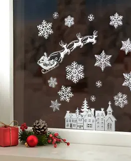 Dekorace oken a dveří Obrázek na okna Santa na saních