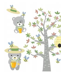 Zvířátka Kvalitní dětská nálepka na zeď medvědi a včely