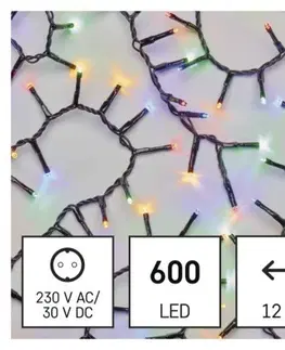 Vánoční řetězy a lamety EMOS LED vánoční řetěz Hedge s časovačem 12 m barevný