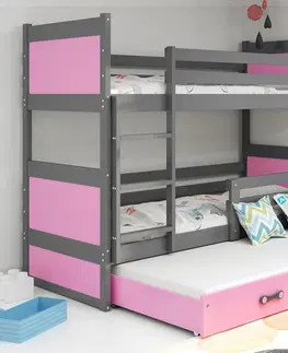 Postele BMS Dětská patrová postel s přistýlkou RICO 3 | šedá 80 x 190 cm Barva: Bílá