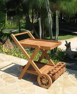 Příslušenství z teaku DEOKORK Zahradní servírovací vozík teak MONTE