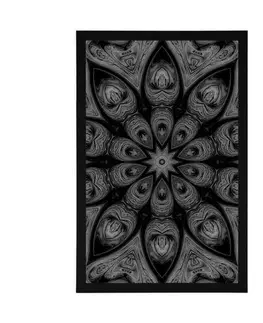Černobílé Plakát hypnotická Mandala v černobílém provedení