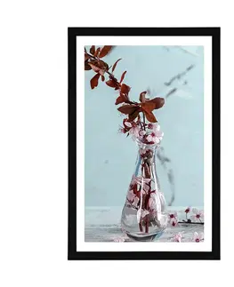 Vázy Plakát s paspartou větvička třešně ve váze