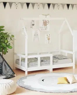 Dětské pokoje Dětská postel bílá 70 x 140 cm masivní borové dřevo