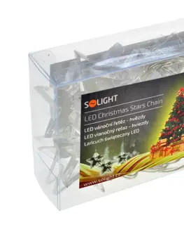LED osvětlení na baterie Solight LED vánoční řetěz, hvězdy, 1,5m, 10x LED, 2x AA, bílé světlo 1V52-W