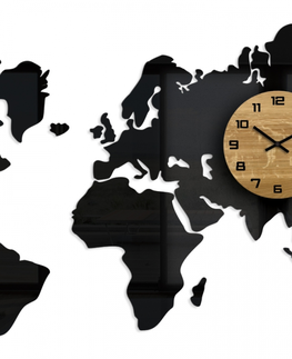 Nalepovací hodiny ModernClock 3D nalepovací hodiny Continents černé