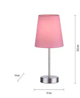 Stolní lampy JUST LIGHT. Stolní lampa Heinrich s růžovým látkovým stínidlem