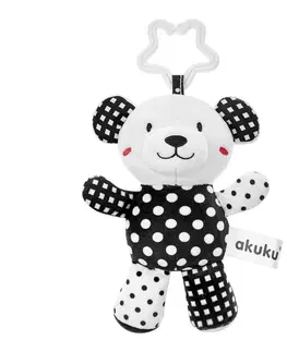 Hračky AKUKU - Plyšová hračka s chrastítkem medvídek černobílý