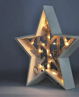 LED osvětlení na baterie Solight LED vánoční hvězda, přírodní dřevo 2 x AA , teplá bílá 1V231