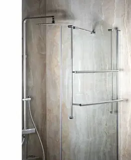 Koupelnový nábytek SAPHO 1301-09 závěsný držák ručníků na sprchovou zástěnu 60 x 73 x 12,5 cm, stříbrná