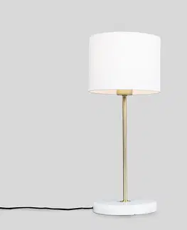Stolni lampy Mosazná stolní lampa s bílým odstínem 20 cm - Kaso