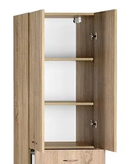 Koupelnový nábytek AQUALINE ZOJA/KERAMIA FRESH skříňka vysoká s košem 50x184x29cm, dub platin 51295