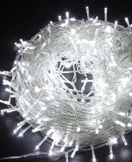 LED řetězy S.O.S. dekorace LED světelný řetěz vnitřní - 18m, studená bílá, 360 diod, transparentní kabel