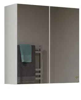 Koupelnový nábytek TP Living Závěsná koupelnová skříňka POLA 60 cm se zrcadlem bílá