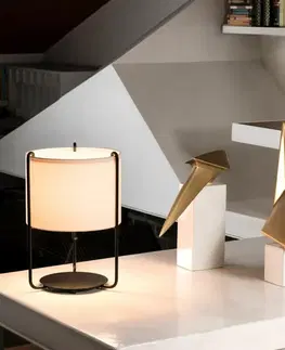 Designové stolní lampy FARO DRUM černá/béžová stolní lampa