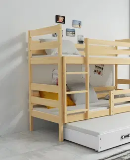 Postele BMS Dětská patrová postel s přistýlkou Eryk 3 | borovice Barva: Borovice / bílá, Rozměr: 200 x 90 cm
