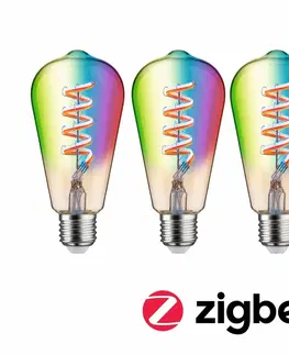 LED žárovky PAULMANN Filament 230V Smart Home Zigbee 3.0 LED žárovka ST64 E27 3x6,3W RGBW+ stmívatelné zlatá