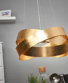 Závěsná světla Marchetti Závěsné svítidlo Pura s plátkovým zlatem, 60 cm, 8x G9