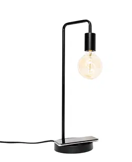Stolni lampy Moderní černá stolní lampa s bezdrátovým nabíjením - Facil