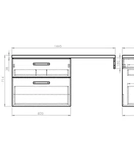 Koupelnový nábytek AQUALINE VEGA sestava koupelnového nábytku, š. 145 cm, bílá/dub platin VG083-02