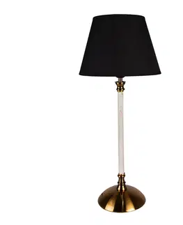 Lampy Stolní lampa s bílo-zlatou základnou a černým stínidlem Vileo - Ø 22*53 cm E27/max 1*60W Clayre & Eef 6LMC0069