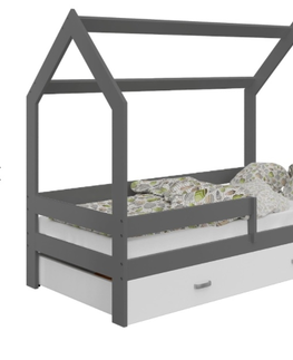 Postele Dětská postel SPECIOSA D3 80x160 v barvě šedé se zásuvkou: bílá