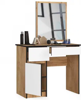 Toaletní stolky Ak furniture Kosmetický stolek se zrcadlem P-2/SL dub craft / bílý levý