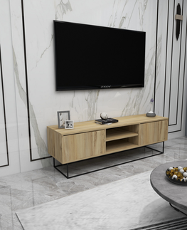 TV stolky Televizní stolek ARMANDO 140 cm, dub/černá