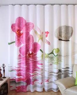Luxusní hotové závěsy s potiskem 3D Hotový závěs bílý s květinami