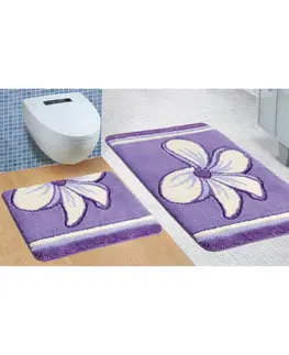 Koberce a koberečky Bellatex Koupelnová sada - ULTRA Fialový květ, 60 x 100 cm, 60 x 50 cm