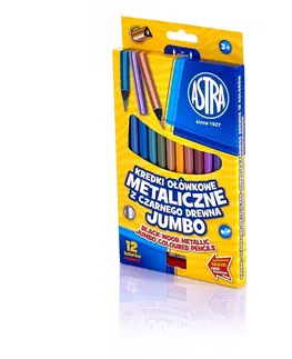 Hračky ASTRA - Metalické barvičky JUMBO 12ks + struhadlo, 312114003