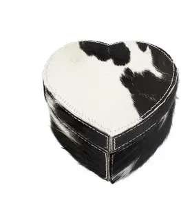 Šperkovnice Krabička ve tvaru srdce z hovězí kůže černo bílá - 15*15*8cm Mars & More HHKZ