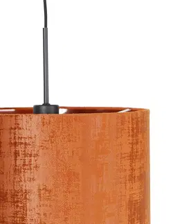 Zavesna svitidla Moderní závěsná lampa černá s odstínem oranžová 35 cm - Combi