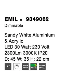 LED stropní svítidla NOVA LUCE stropní svítidlo EMIL bílý hliník a akryl LED 30W 230V 3000K IP20 stmívatelné 9349062