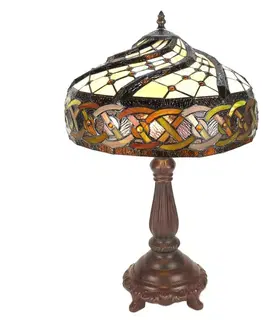 Svítidla Hnědá stolní lampa Tiffany Brownie - Ø38*57 cm E27/max 2*60W Clayre & Eef 5LL-6136