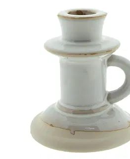 Svícny Béžový porcelánový svícen na úzkou svíčku Chrie - Ø 9*10 cm Clayre & Eef 6CE1519