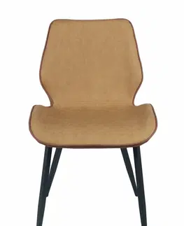 Luxusní jídelní židle Estila Hnědá moderní jídelní židle Vidar z eko kůže a černými kovovými nožičkami dvoutónová kožená 82cm