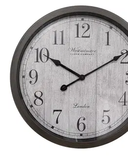 Hodiny Hnědé nástěnné hodiny Westminster - Ø 40*4 cm / 1*AA Clayre & Eef 6KL0811