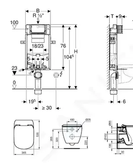 WC sedátka GEBERIT Kombifix Modul pro závěsné WC s tlačítkem Sigma01, lesklý chrom + Ideal Standard Tesi WC a sedátko, Aquablade, SoftClose 110.302.00.5 NU2